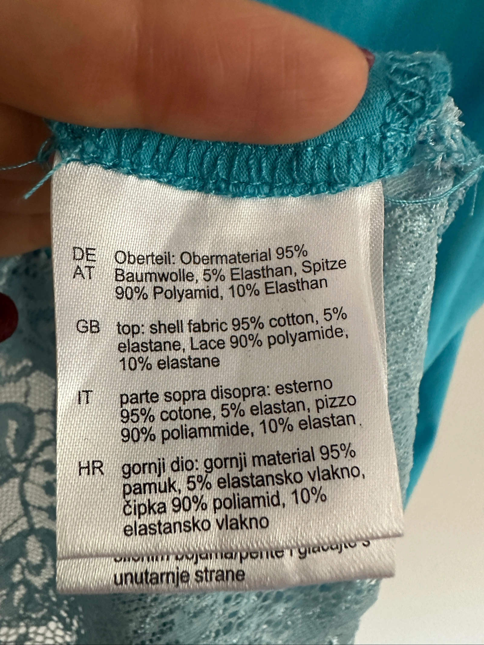 Top de tirantes azul turquesa con encaje Laura Torelli L / Débardeur turquoise dentelle – photo 5